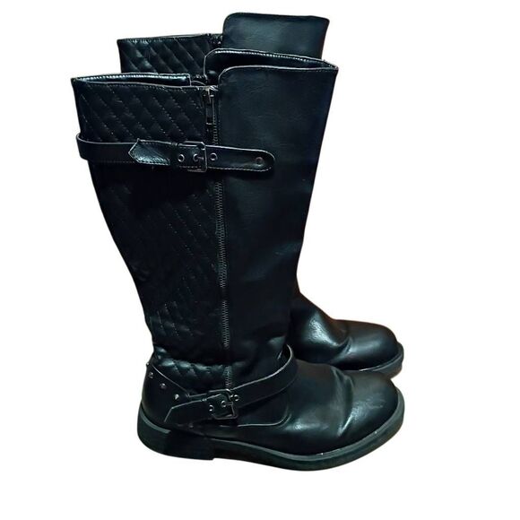 Women's Quilted Knee High Riding Boots Black Size 11 - Picture 9 of 13